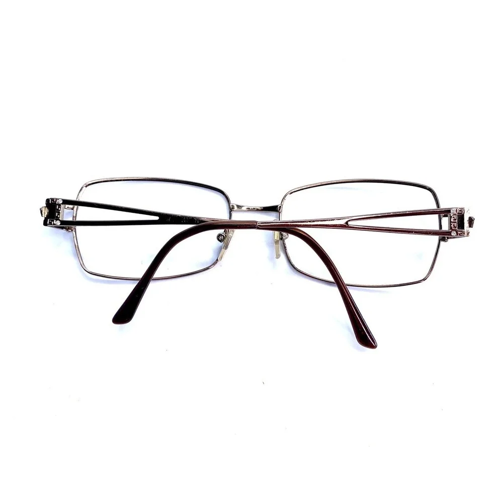 Versace Gold Rectangular Medusa Glasses Studded Temple MOD 1114B 54 18 130
